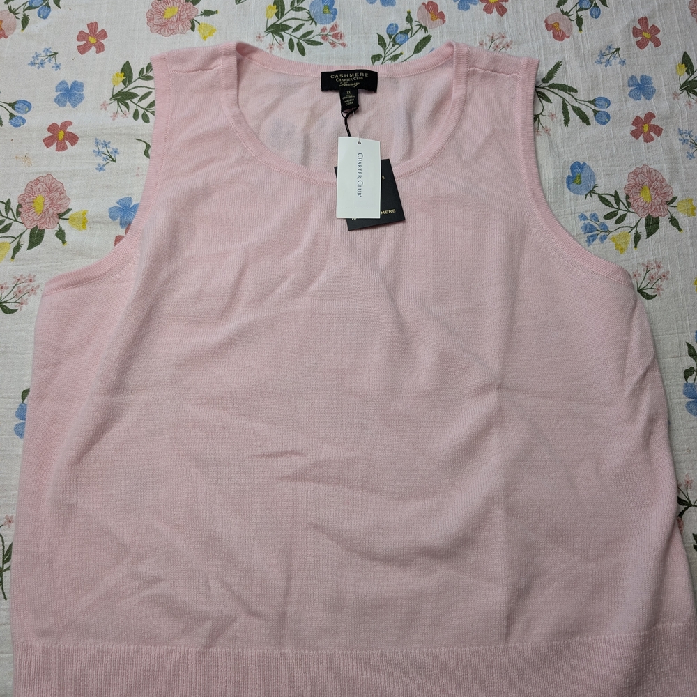 Charter Club Light Pink Cashmere Sleeveless Tank